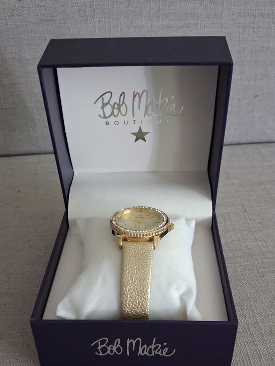Bob Mackie Accessories - Bob Mackie Gold and White Women's Watch with Crystal Bezel.
